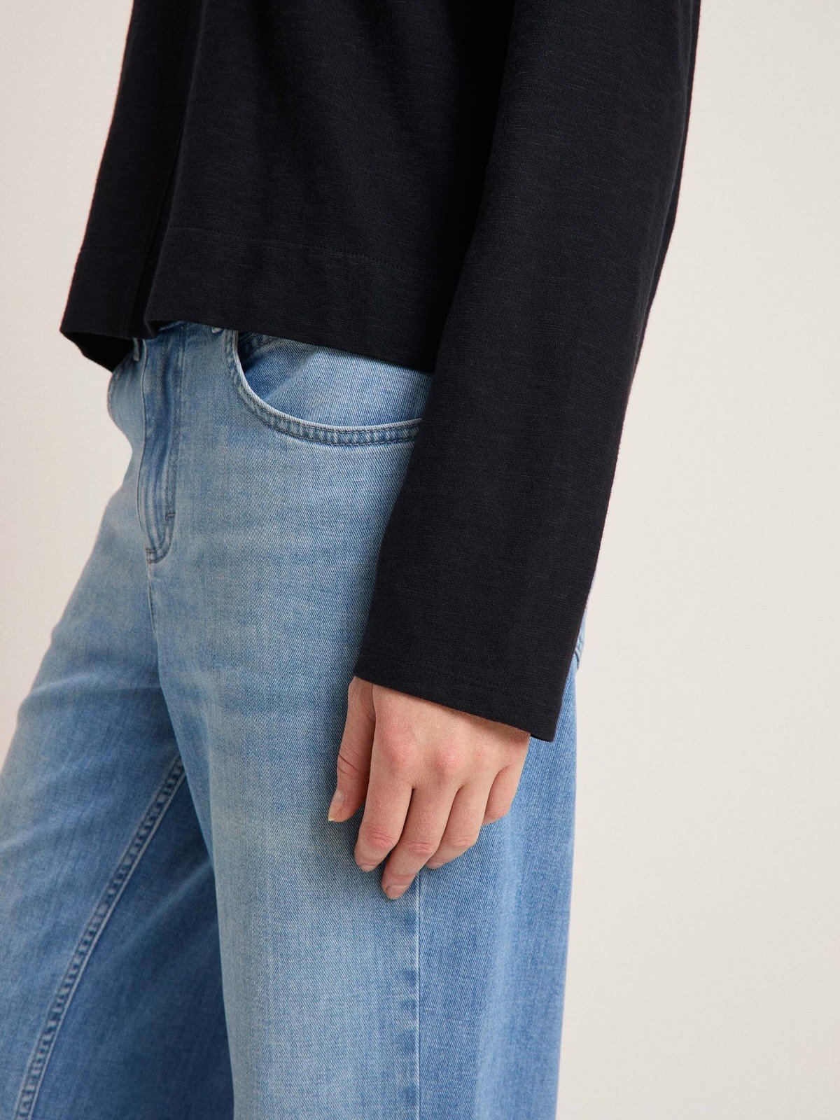 Lanius-Rundhalsshirt-Loose-Fit-(Gots)-Black