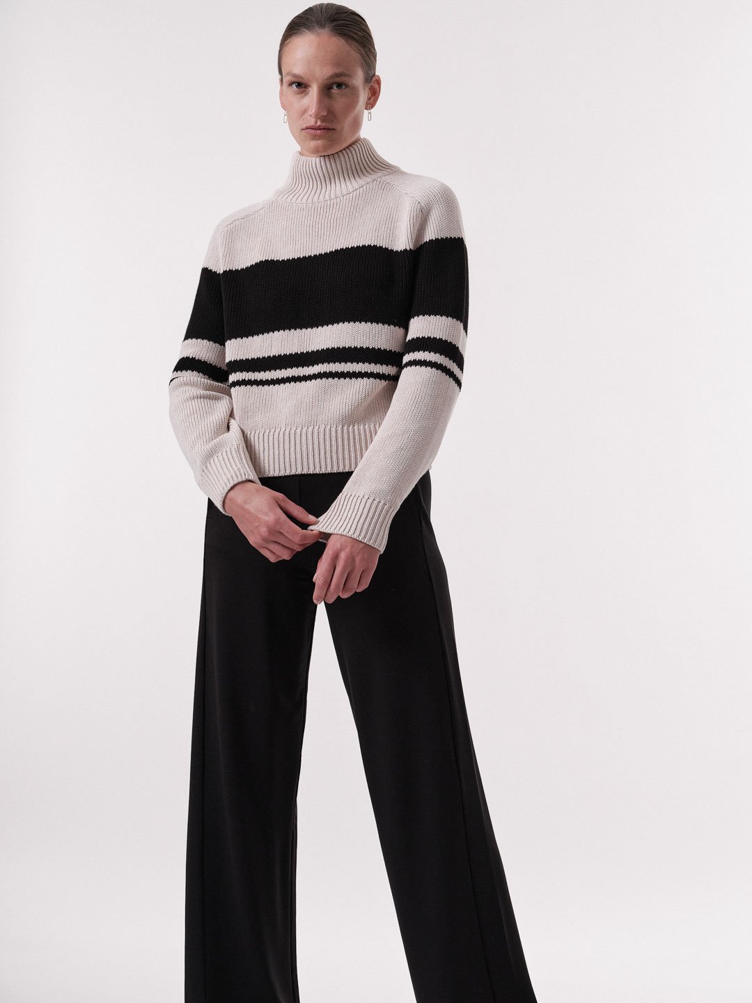 Lanius-Colourblock-Pullover--Off-White-Melange/Black