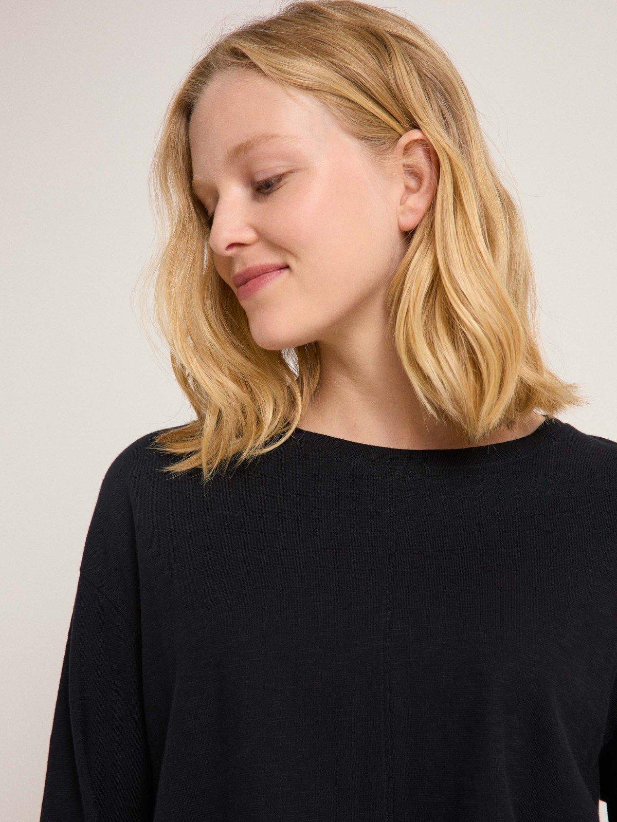 Lanius-Rundhalsshirt-Loose-Fit-(Gots)-Black