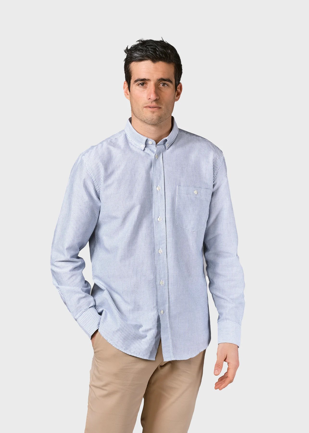 Klitmöller Collective Hemd Benjamin Aus Leinen-/Baumwoll-Mischung White/Navy/Ocean Overdye Klitmöller-Collective-Hemd-Benjamin-Aus-Leinen-/Baumwoll-Mischung-White/Navy/Ocean-Overdye