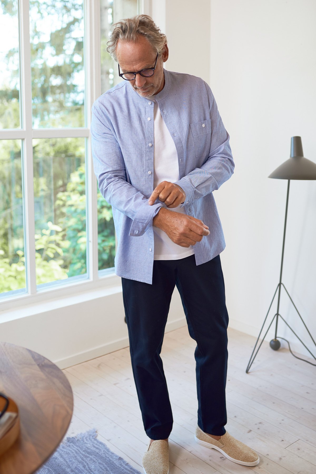 About Companions Hemd Nathan Mit Stehkragen Eco Oxford Striped Blue About-Companions-Hemd-Nathan-Mit-Stehkragen-Eco-Oxford-Striped-Blue