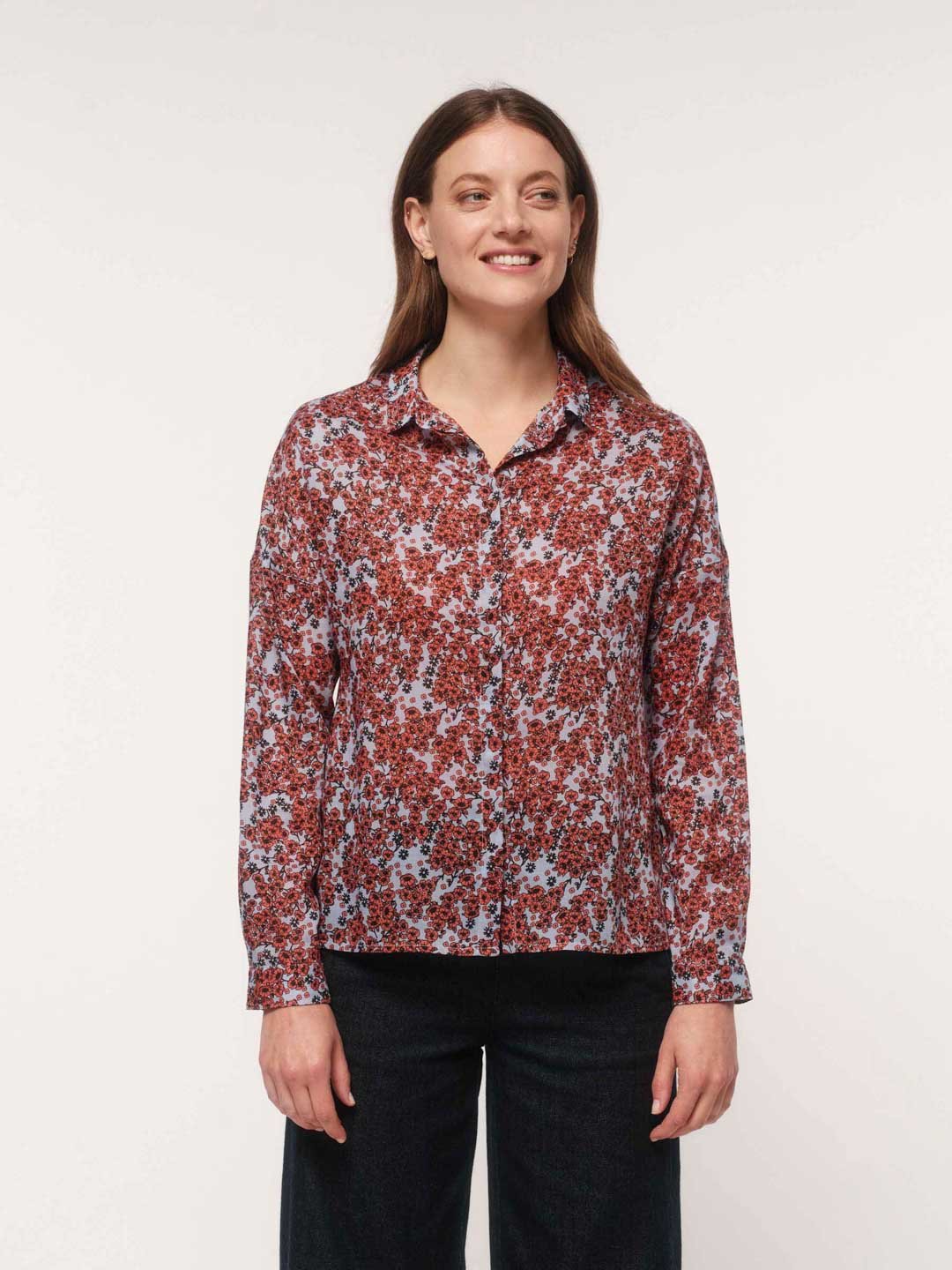 Lanius-Hemdbluse---Print:-Flower-Field-Print-Flower-Field-Blue