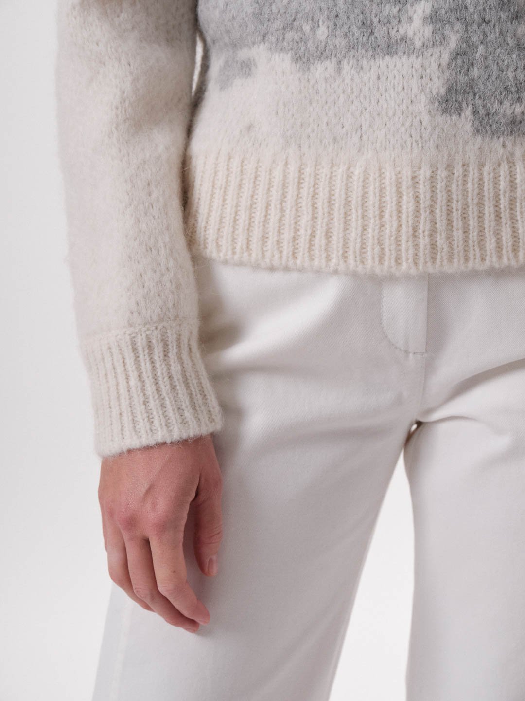 Lanius Pullover Mit Intarsie Off White/Silver Grey Melange Lanius-Pullover-Mit-Intarsie-Off-White/Silver-Grey-Melange