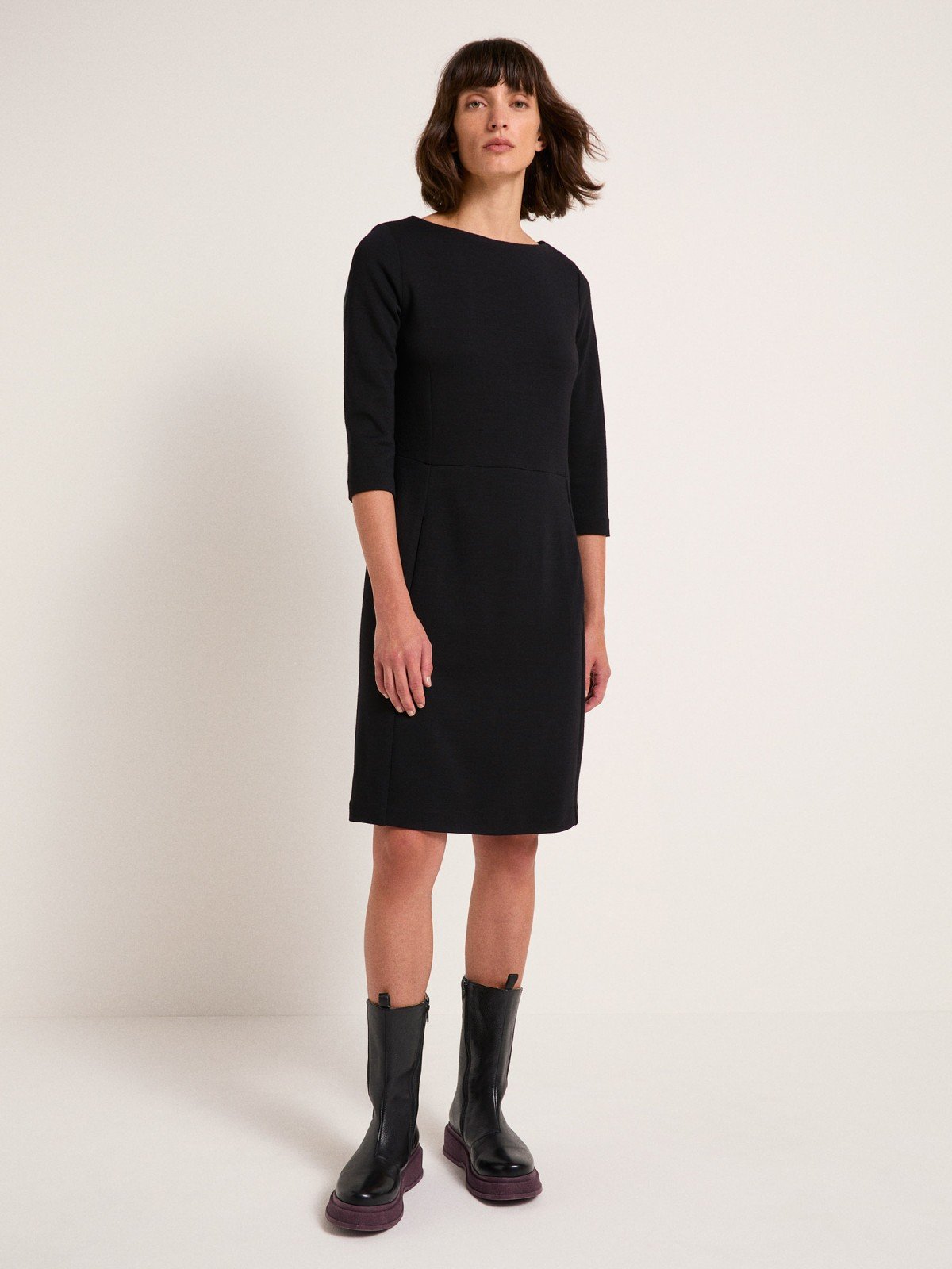 Lanius Kleid Mit U-Boot Ausschnitt Black Lanius Kleid Mit U-Boot Ausschnitt Black