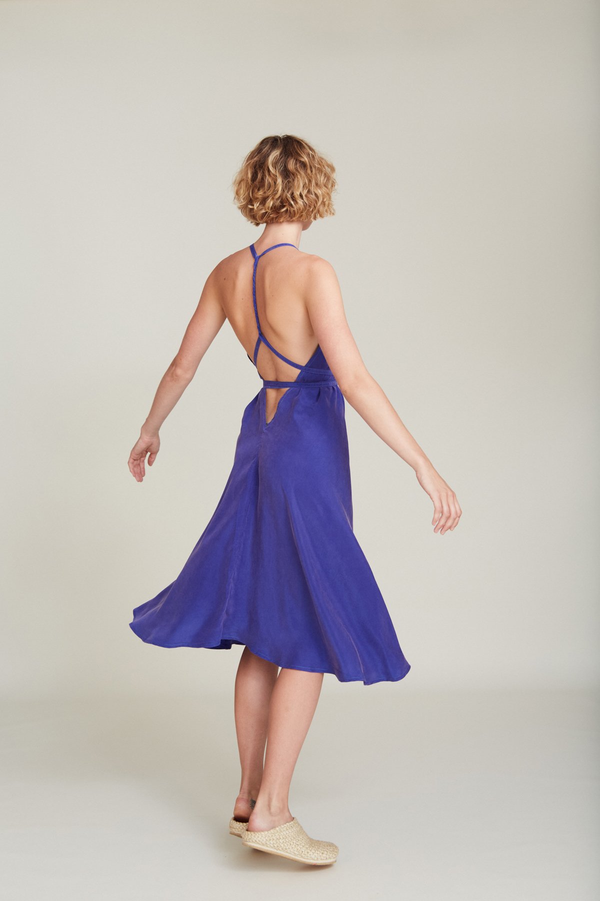 Suite-13-Multipositions-Kleid-Aus-Cupro---Kurz-Royal-Blue