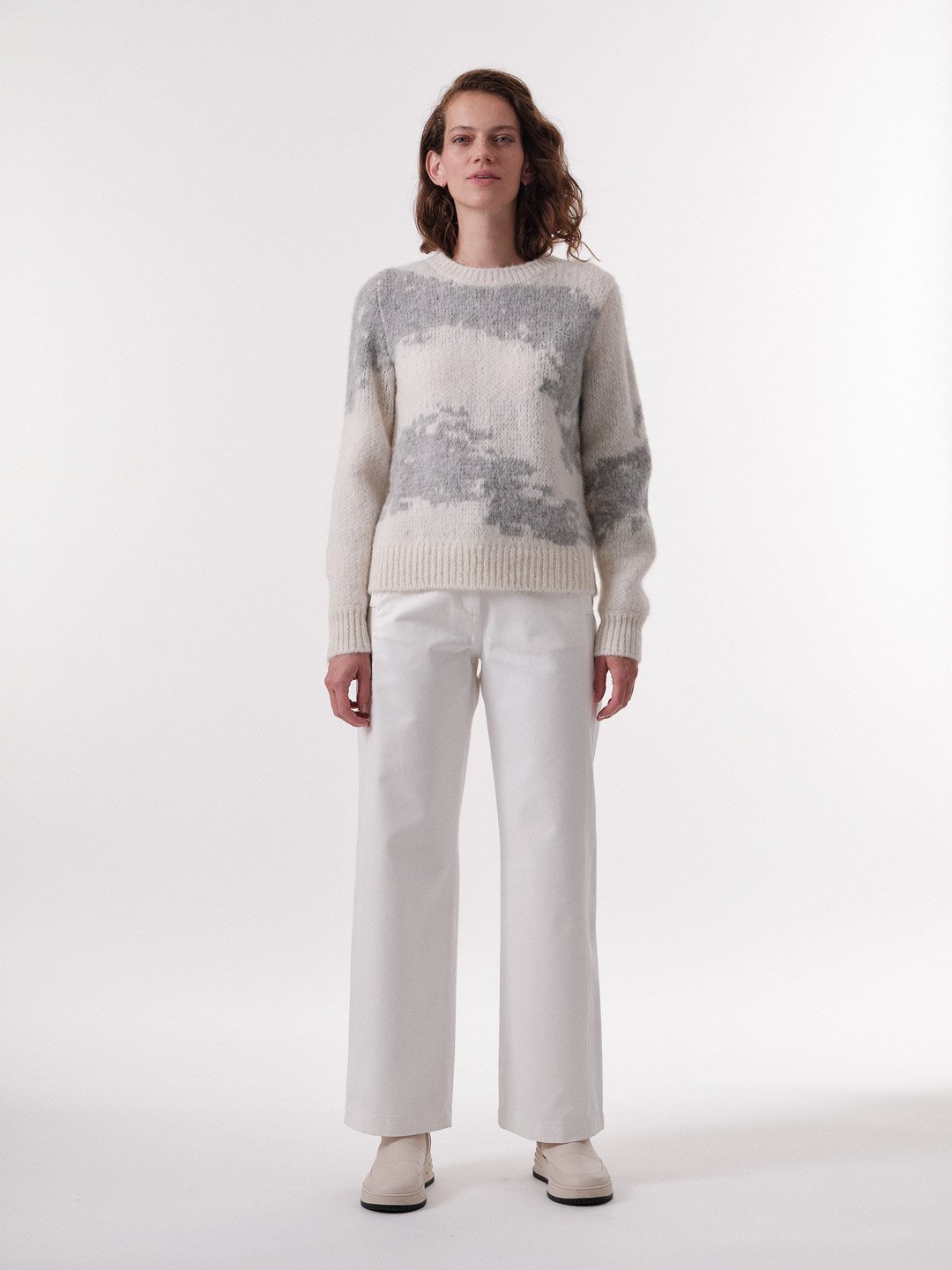 Lanius Pullover Mit Intarsie Off White/Silver Grey Melange Lanius-Pullover-Mit-Intarsie-Off-White/Silver-Grey-Melange
