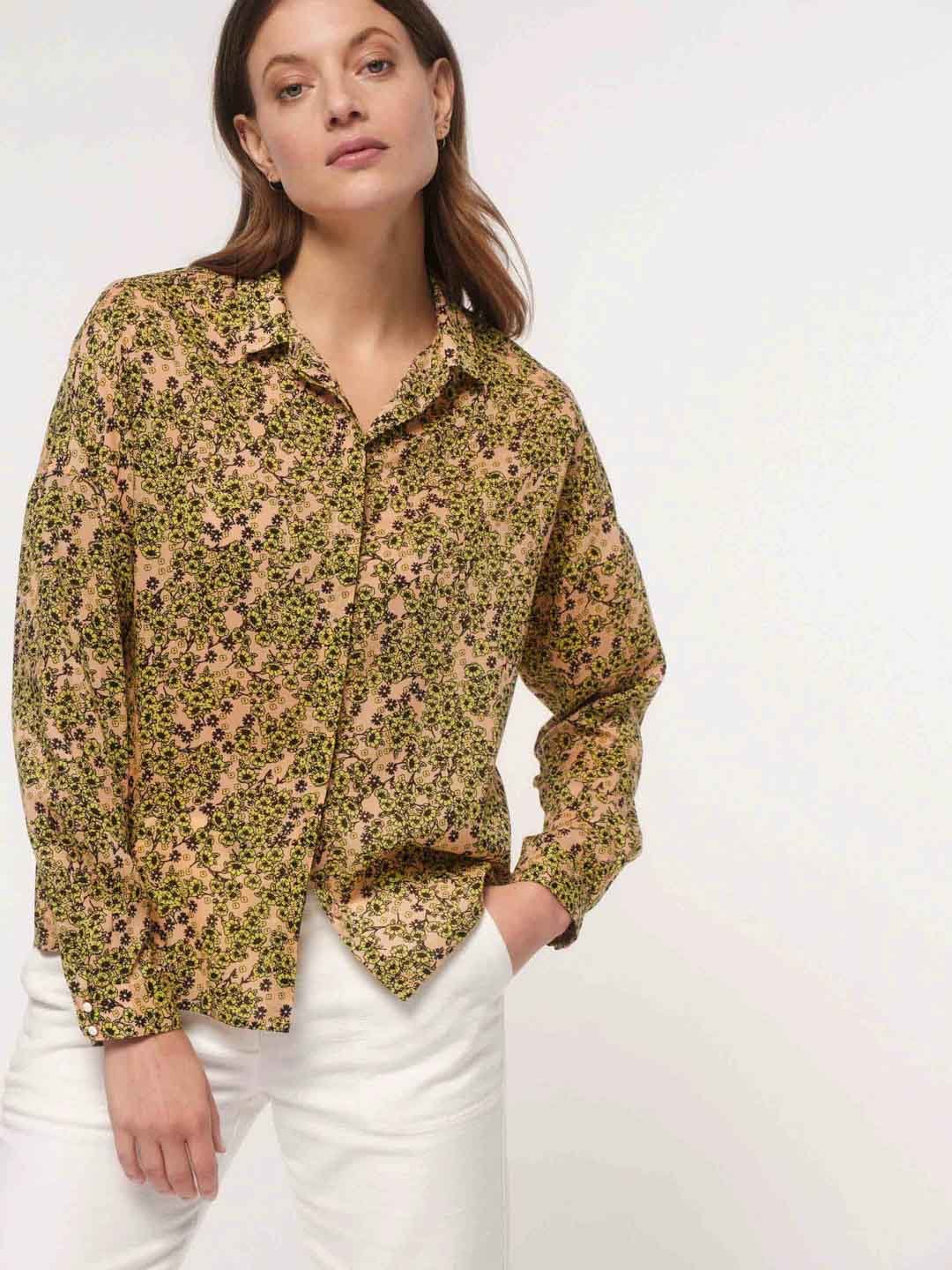 Lanius-Hemdbluse---Print:-Flower-Field-Print-Flower-Field-Biscuit