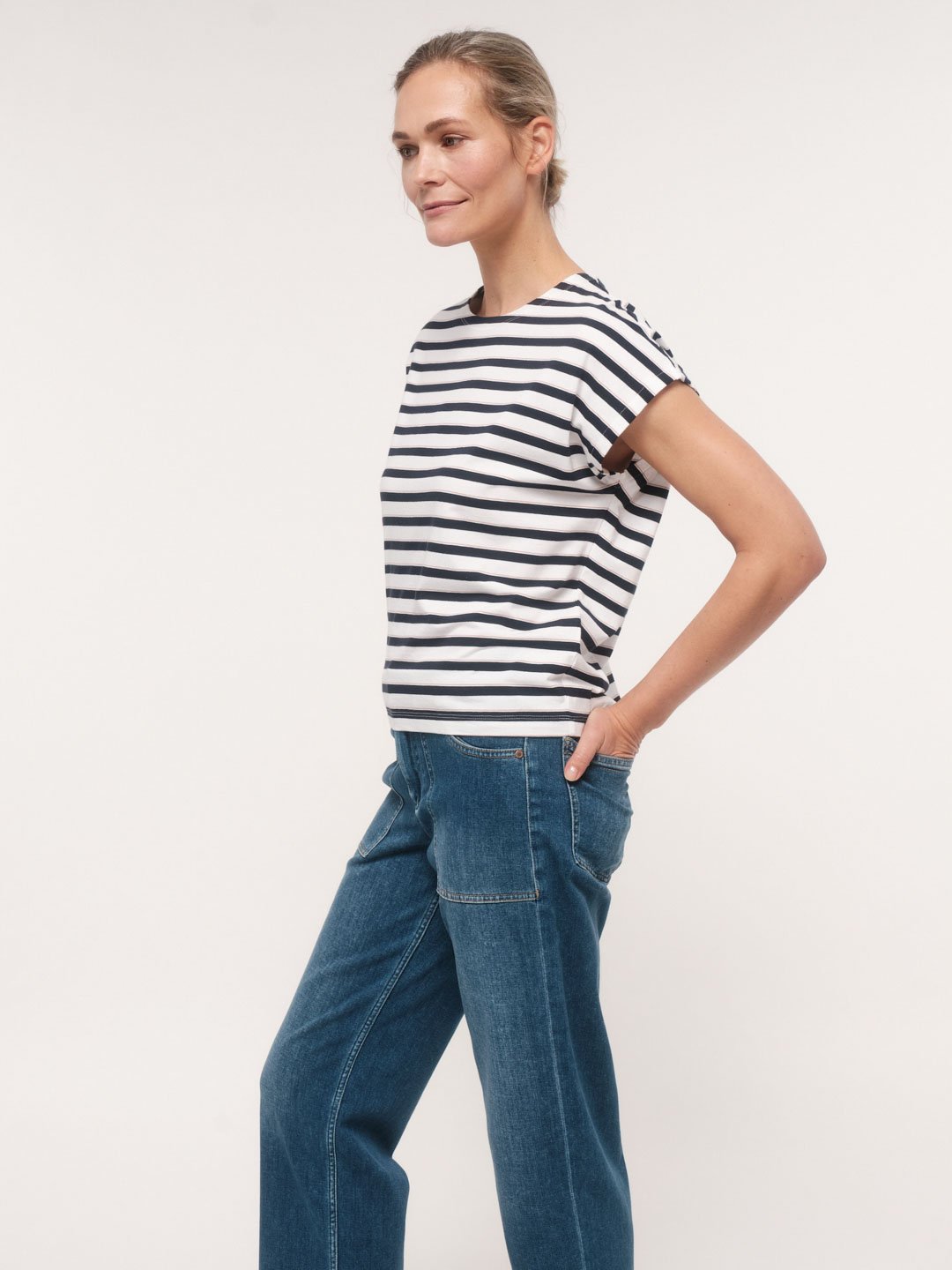 Lanius Streifenshirt Gots Night Blue/ White Lanius-Streifenshirt-Gots-Night-Blue/-White