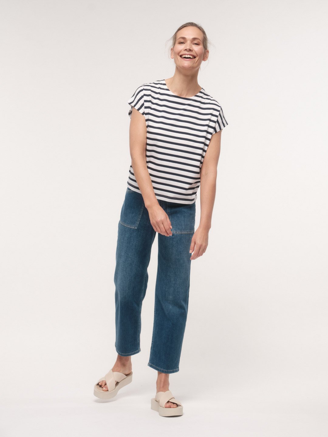Lanius Streifenshirt Gots Night Blue/ White Lanius-Streifenshirt-Gots-Night-Blue/-White