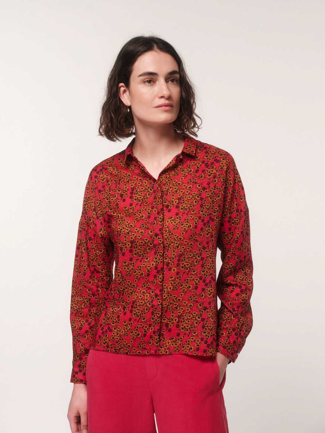 Lanius-Hemdbluse---Print:-Flower-Field-Print-Flower-Field-Raspberry